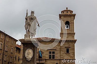 Statue of Liberty Statua della LibertÃ  on Palazzo Pubblico square in San Marino Stock Photo